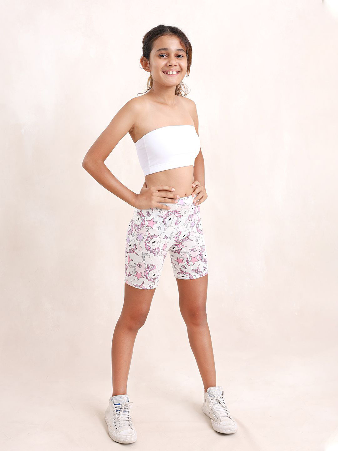 mackly Bandeau Full Coverage Cotton Bandeau Bra with Inner Shorts