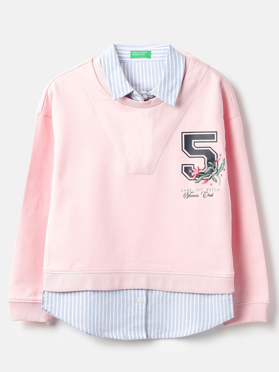 United Colors of Benetton Girls Alphanumeric Printed Pullover Sweatshirt