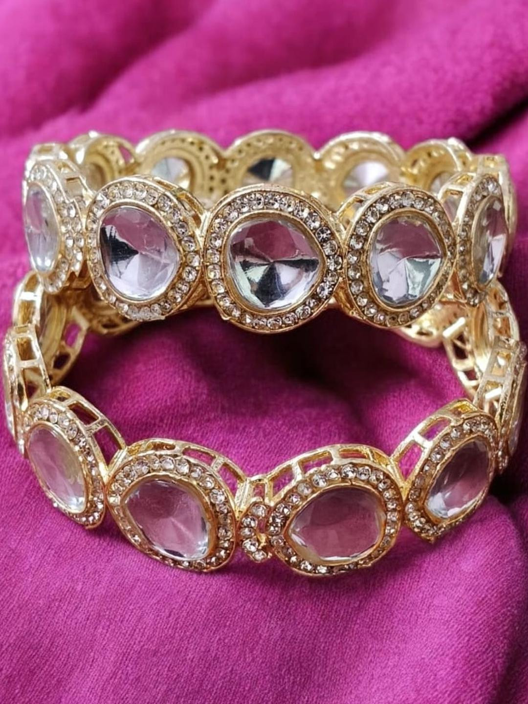 VKAT 2Pc Gold-Plated American Diamond Bangles