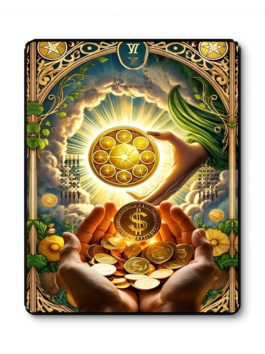 Myntra Elegant Homes Green & Red Coin Flow Money Blessing Wall Art