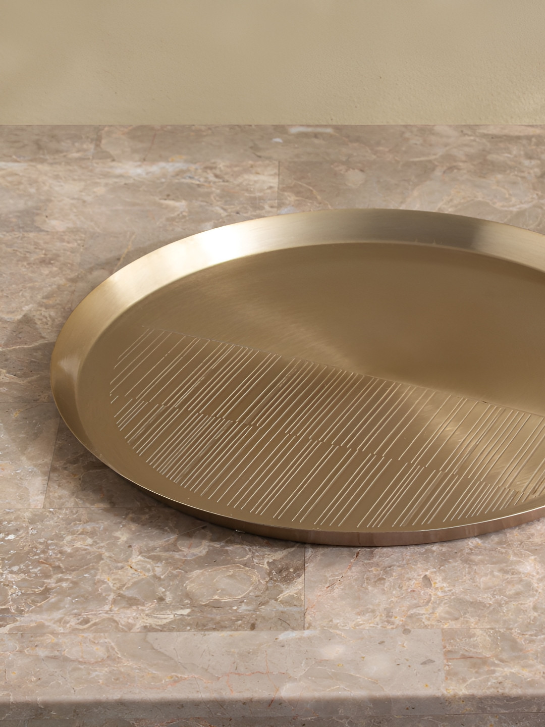 Home Centre Ember Opt Linix Gold-Toned Metal Serving Tray