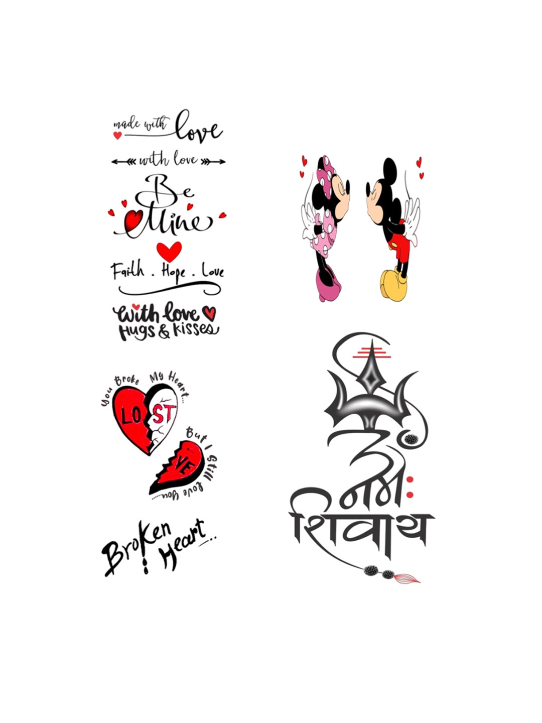 VOORKOMS Set Of 4 Matte Finish Realistic Semi Temporary Waterproof Body Tattoos