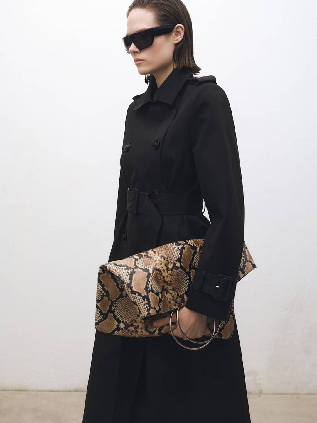 MANGO Notched Lapel Double Breasted Trench Coat