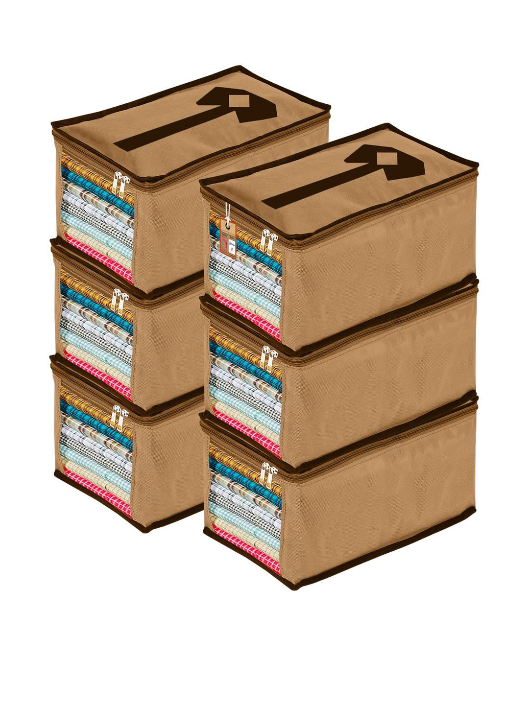 atorakushon Set of 6 Brown Drawer wardrobe Organizers For Clothes Storage Bags