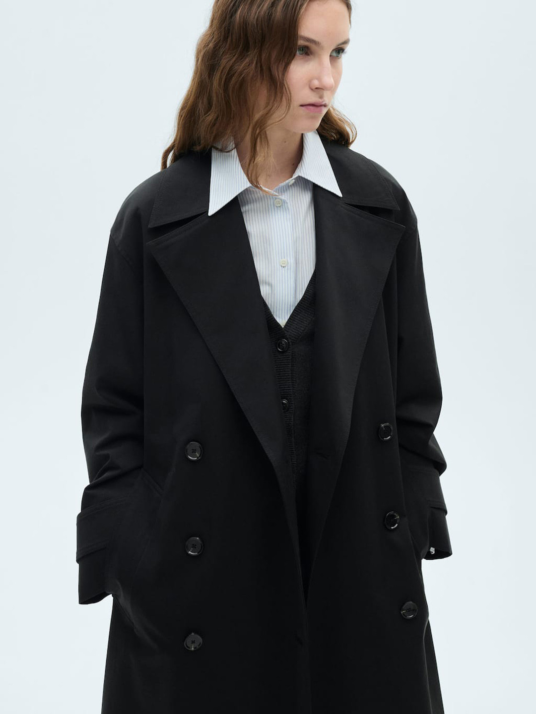 MANGO Notched Lapel Double Breasted Trench Coat with Belt