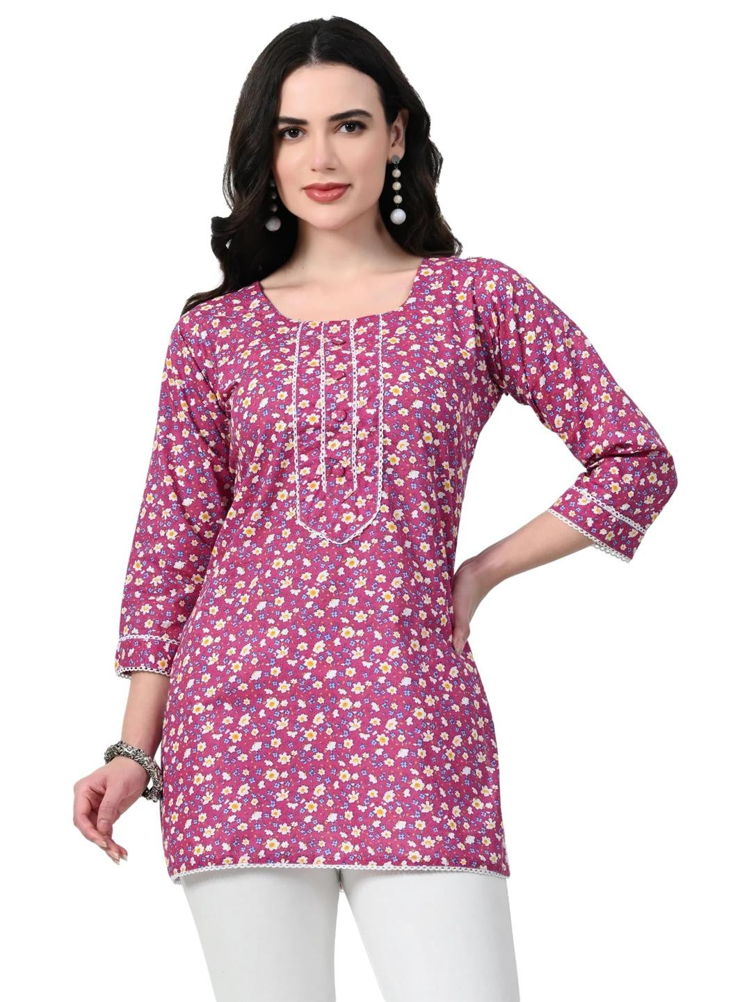 LIBOZA Women Purple Cotton Kurtas