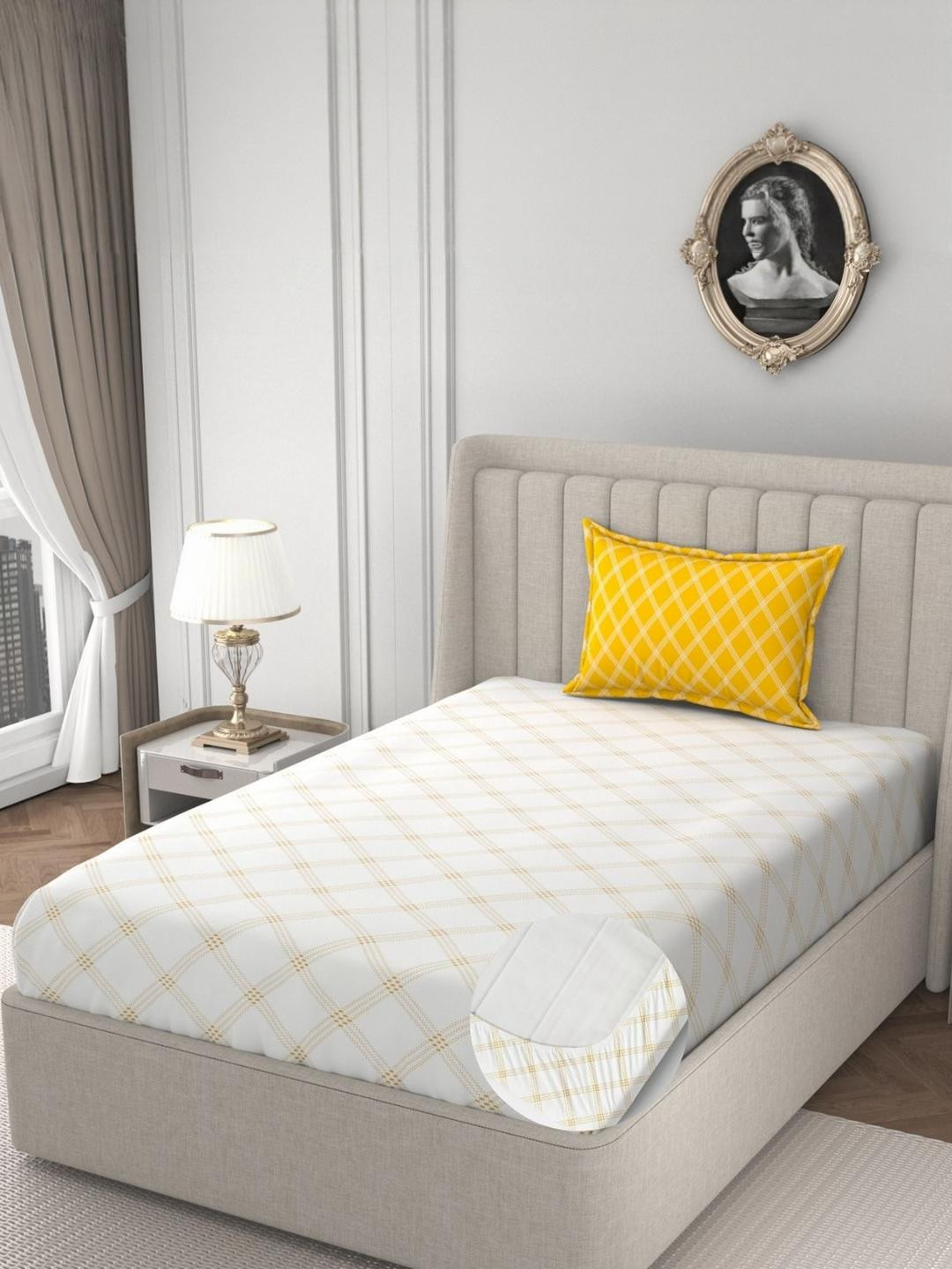 HIDECOR Super soft glace printed Single Bed Elastic Fitted bedsheet with 1 pillow cover