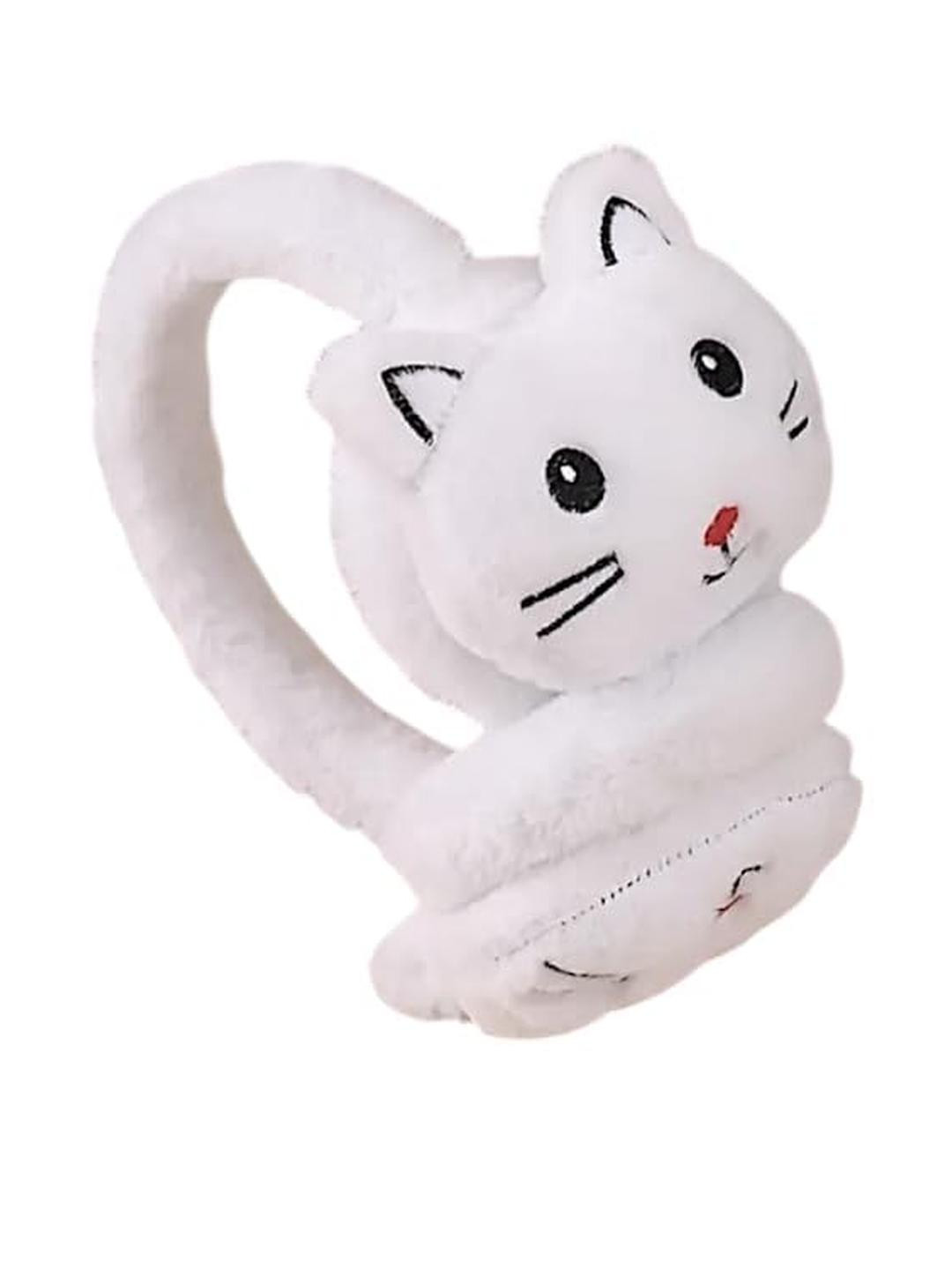 Trubliz Unisex White Cat Design Winter Earmuffs