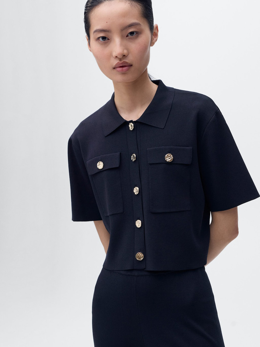 MANGO Jewel Button Knitted Shirt