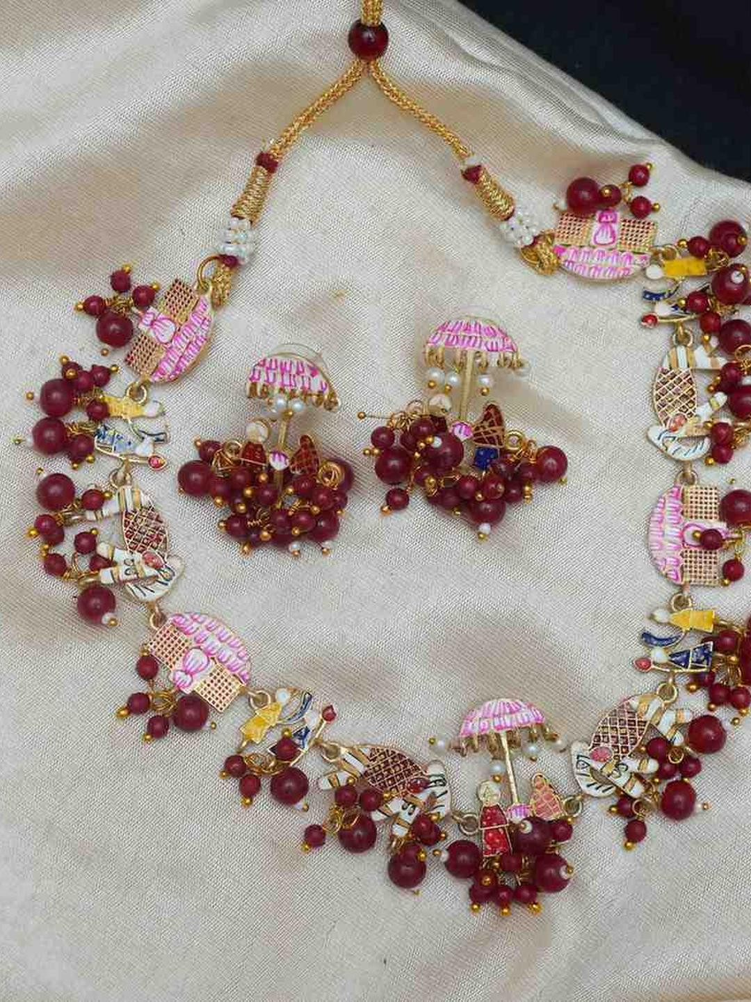 ANSHI ART Brass-Plated Hand Painted Necklace Set