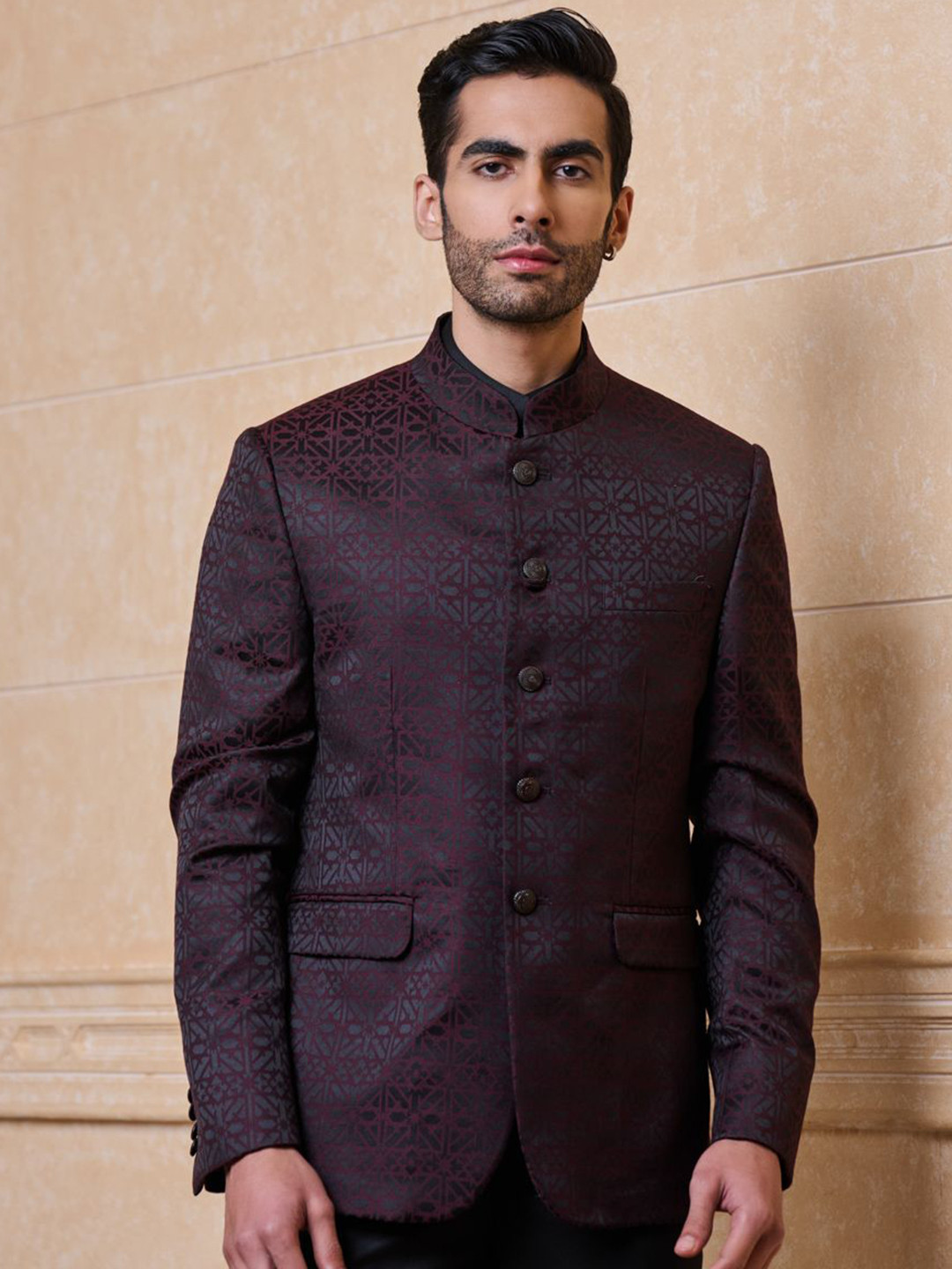 Tasva Printed Jodhpuri Bandhgala Blazer