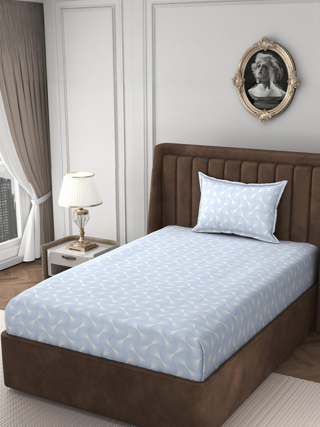HIDECOR Blue 210 TC Microfiber Superfine Single Bedsheets