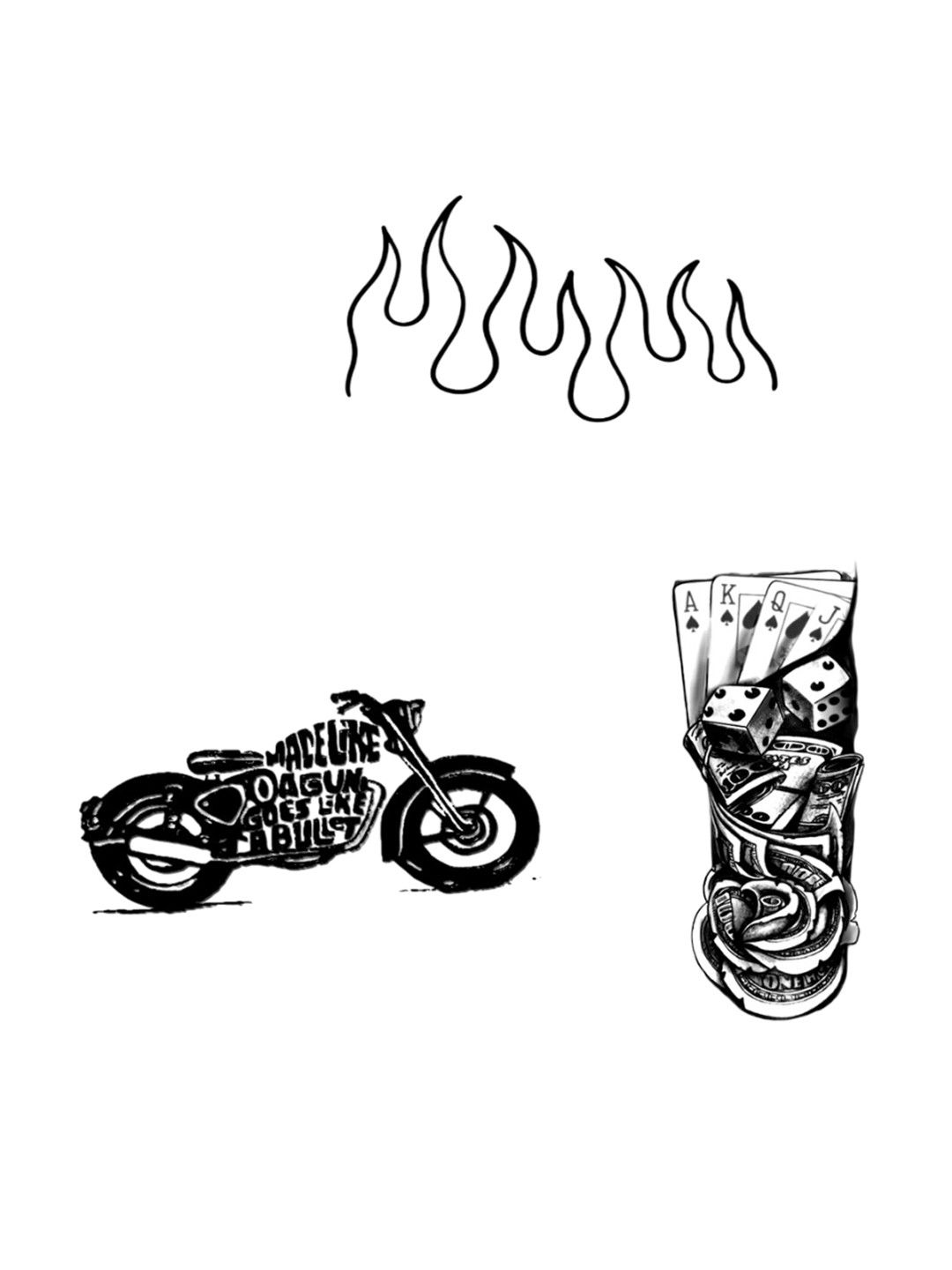 VOORKOMS Set Of 3 Matte Finish Realistic Semi Temporary Waterproof Body Tattoo