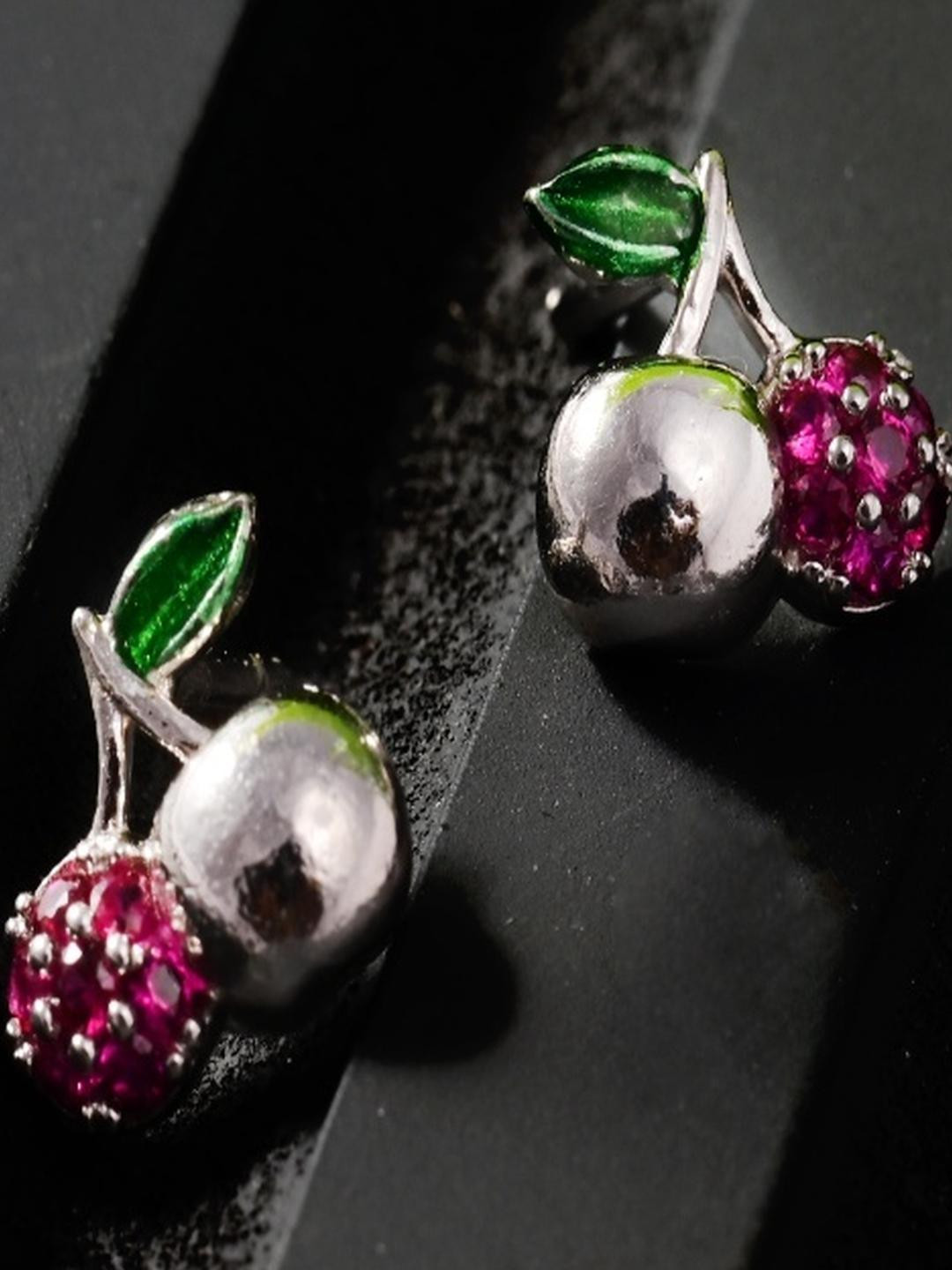 Vinayak Jewellers 925 Sterling Silver The Pink Cherry Bloom Silver Stud Earrings