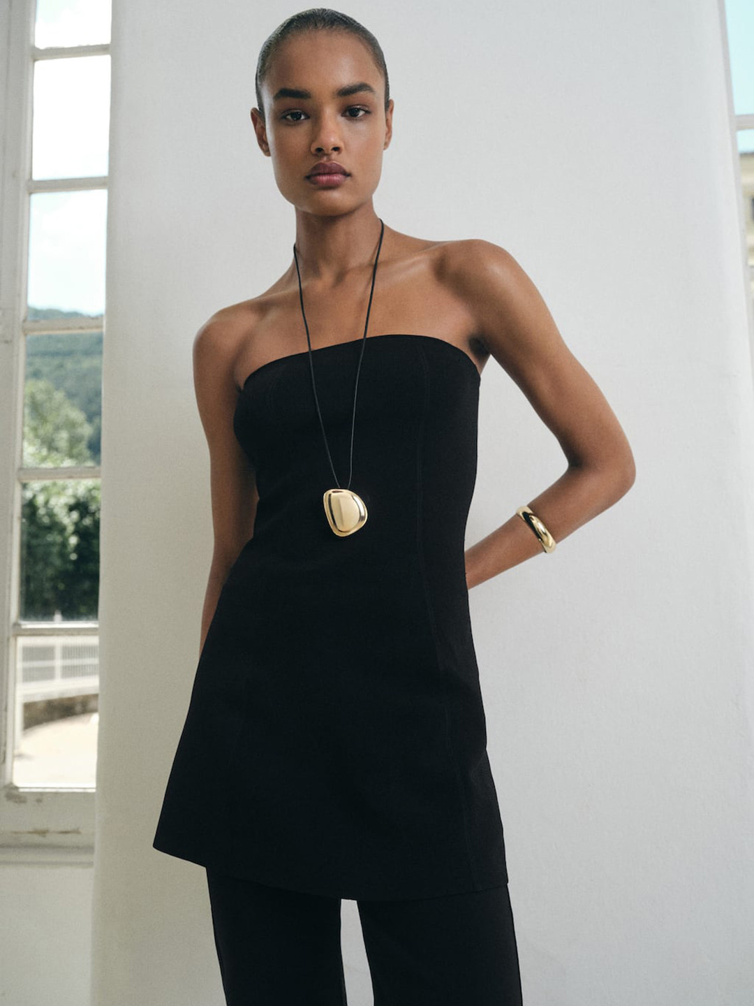 MANGO Ribbed Strapless Longline Tube Top