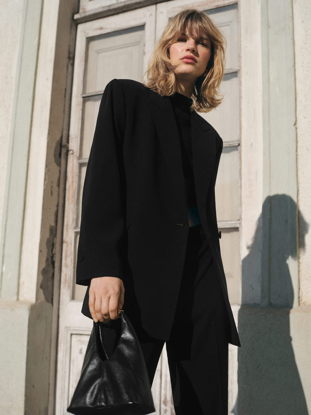 MANGO Double-Breasted Longline Blazer