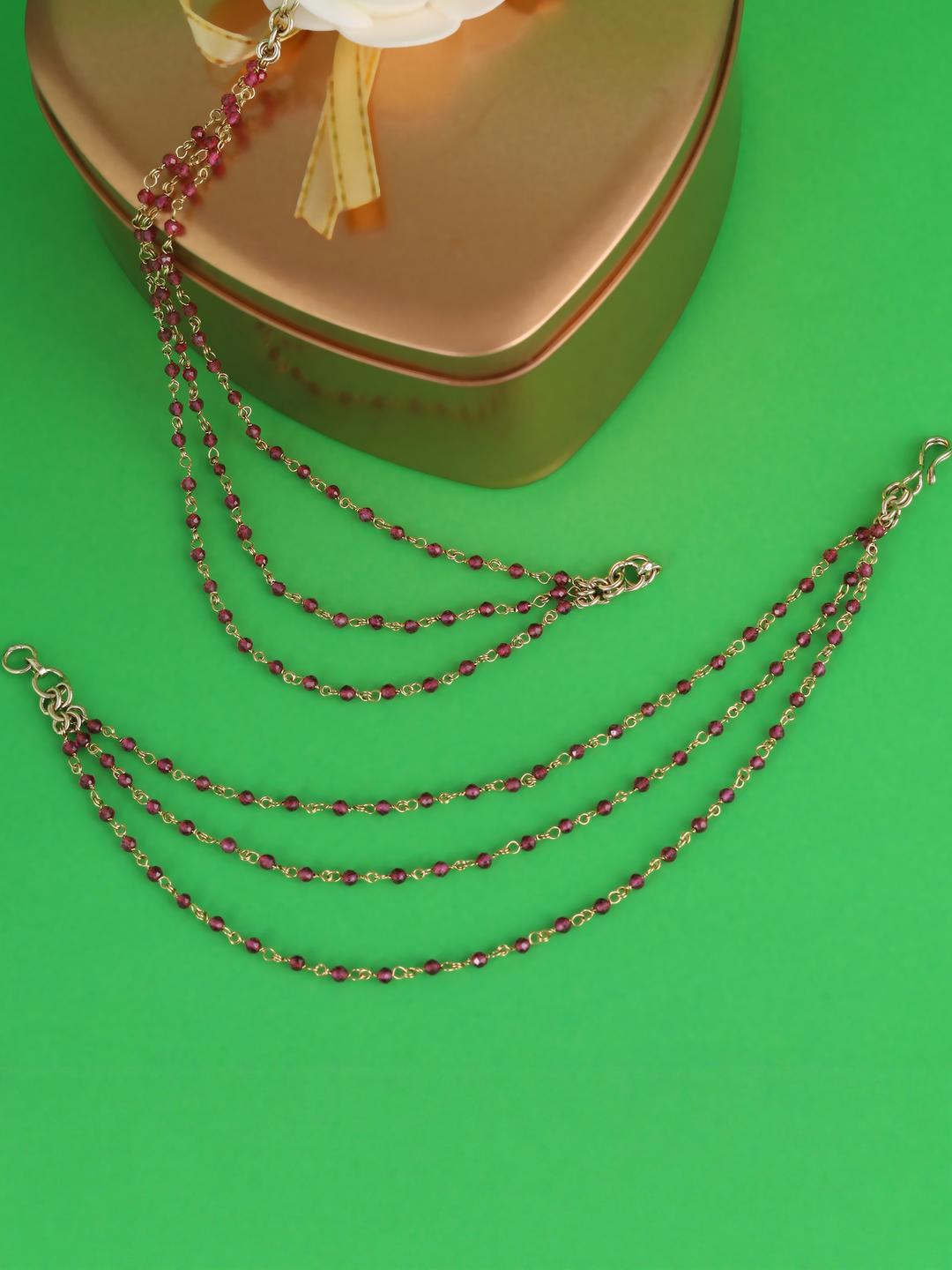 SALONI FASHION JEWELLERY Gold-Plated Brass Artificial Beads Ear Cuff