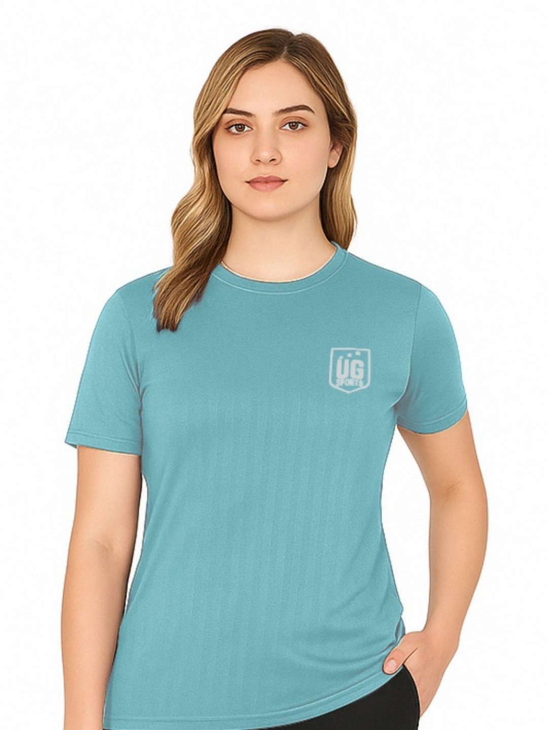 UG SPORTS Women Regular Fit Self Design Round Neck T-shirt