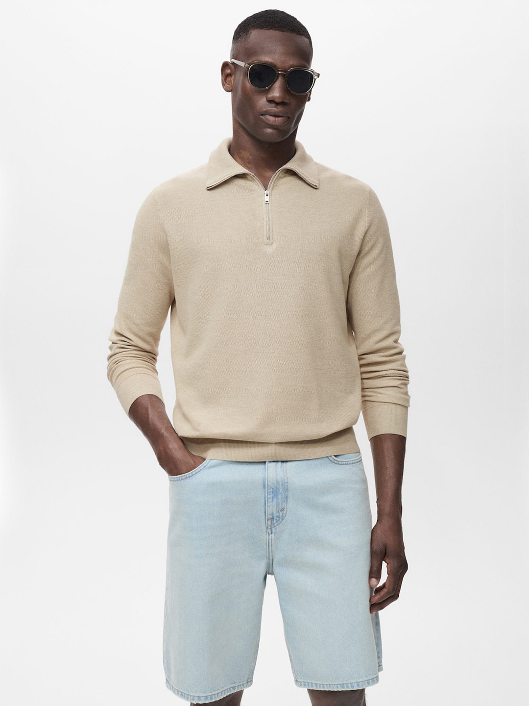 MANGO MAN Mock Collar Pullover