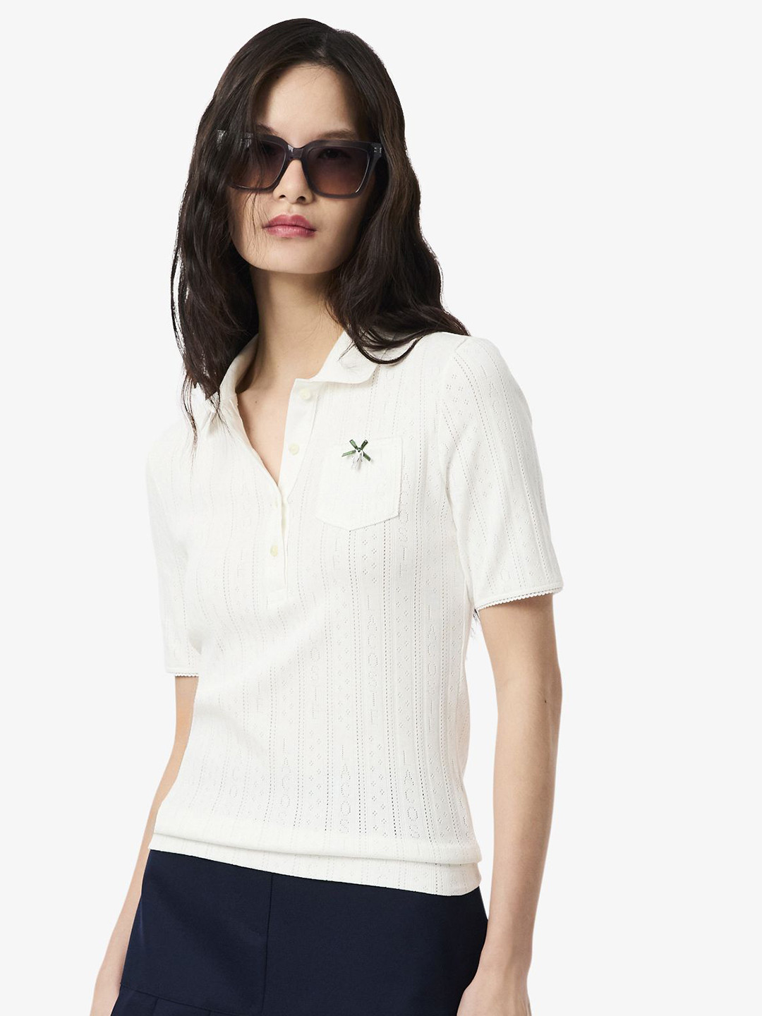 Lacoste Self Design Polo Collar Cotton Slim Fit T-shirt