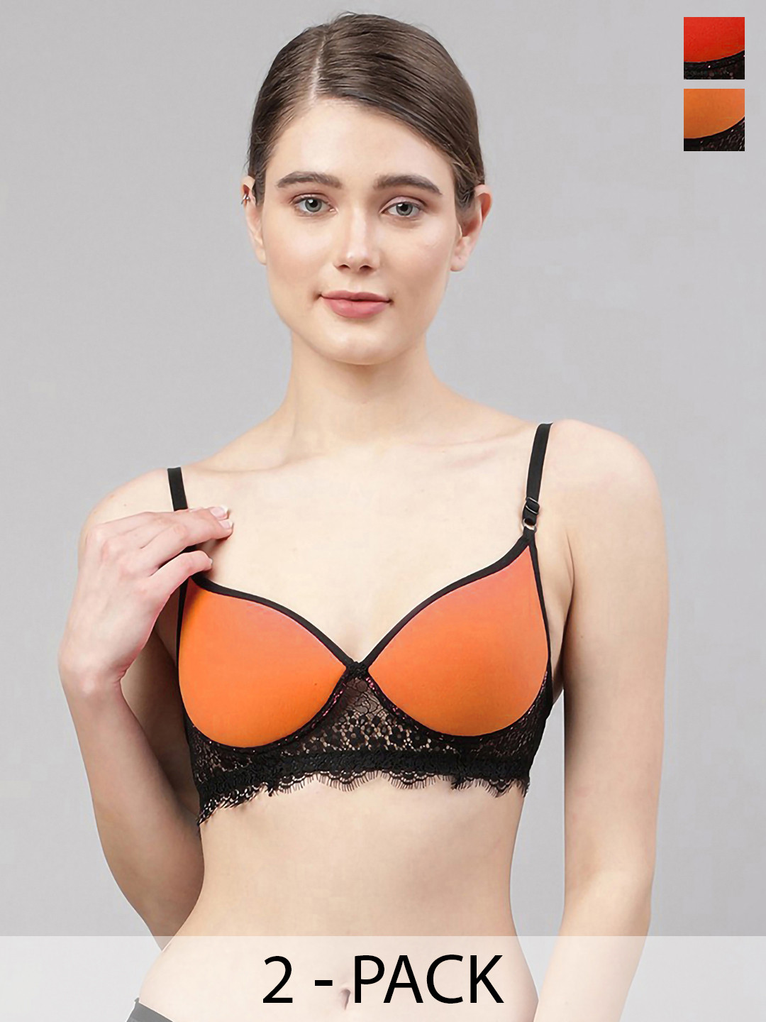 Women Cotton Red,Orange Padded Non-Wired Lingerie Bra Sport wear Gym Crop Tank Top