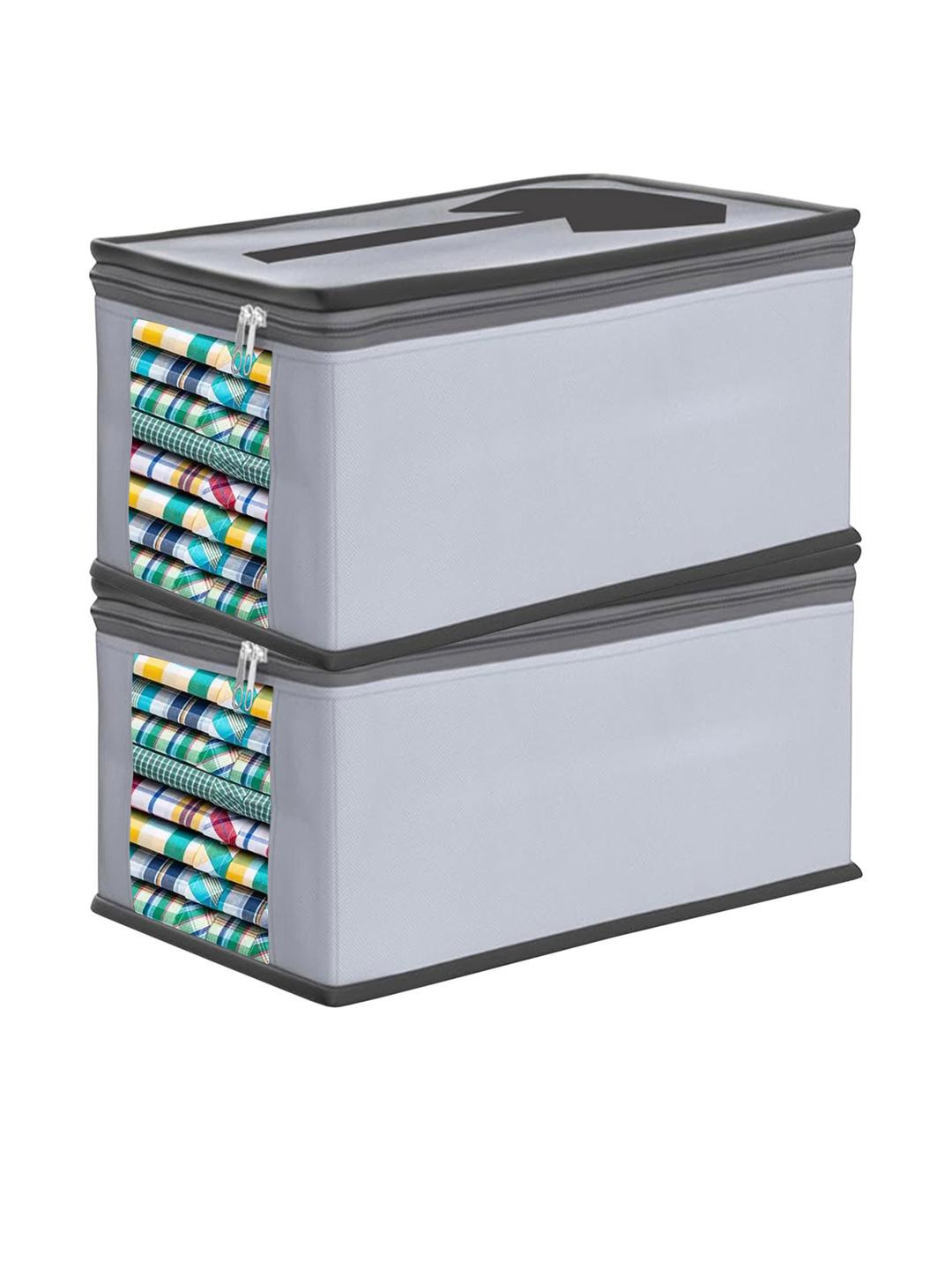 atorakushon Set of 2 Grey Drawer wardrobe Organizers For Clothes Storage Bags