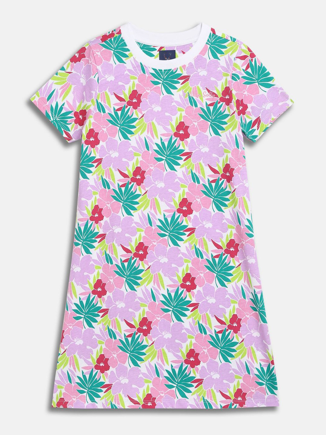 Allen Solly Junior Girls Floral Printed Short Sleeve A-Line Dress