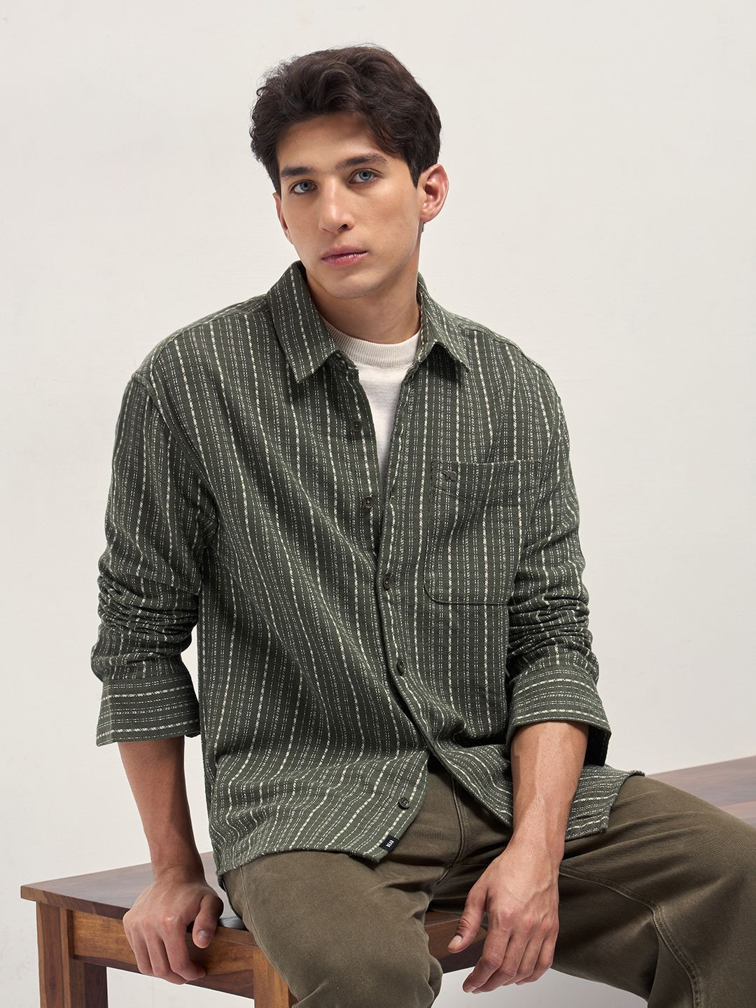 THE BEAR HOUSE Multi Striped Relaxed Fit Pure Cotton Casual Shirt