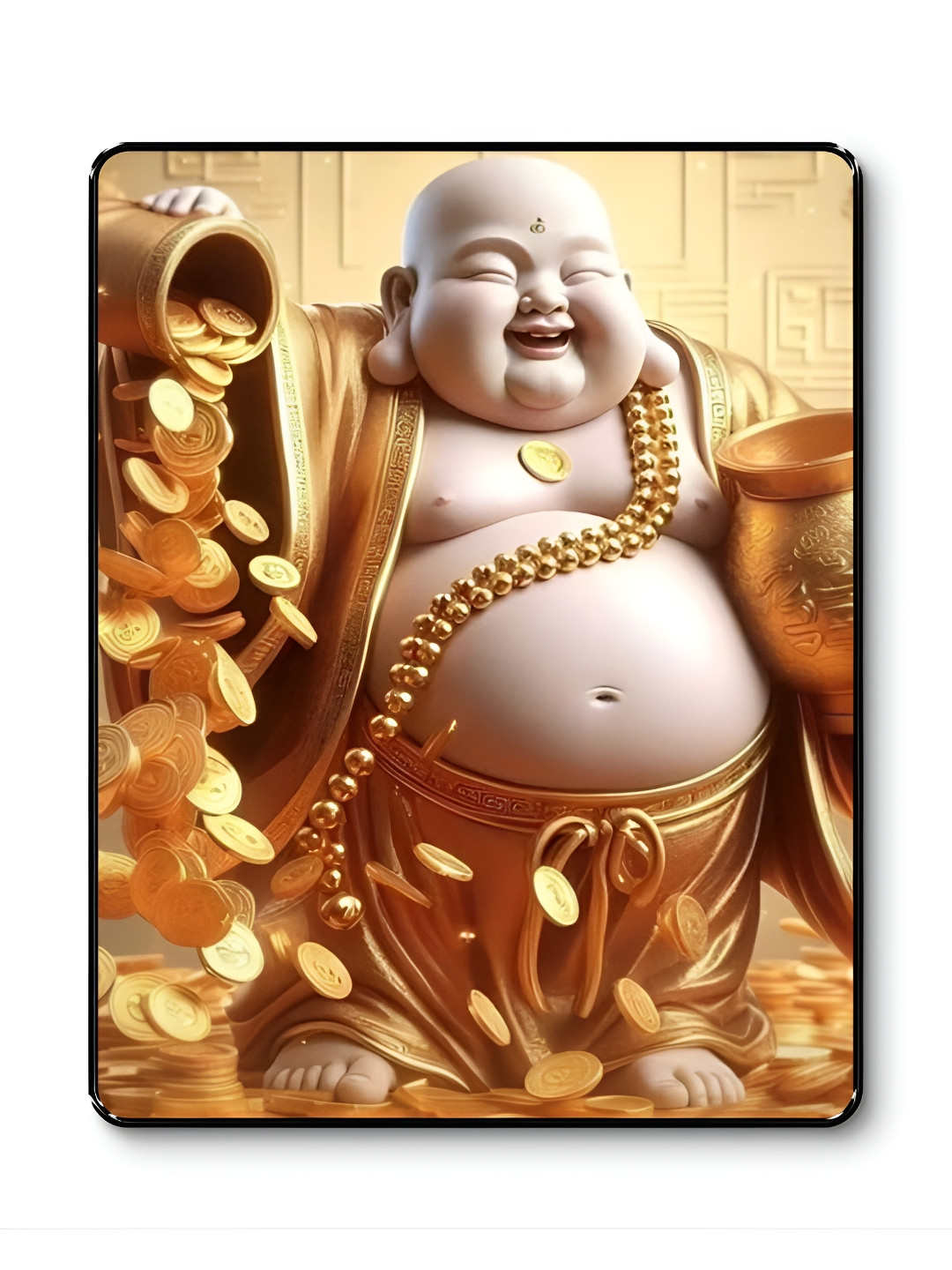 Myntra Elegant Homes Gold-Toned & Off White Laughing Buddha Wealth Wall Art