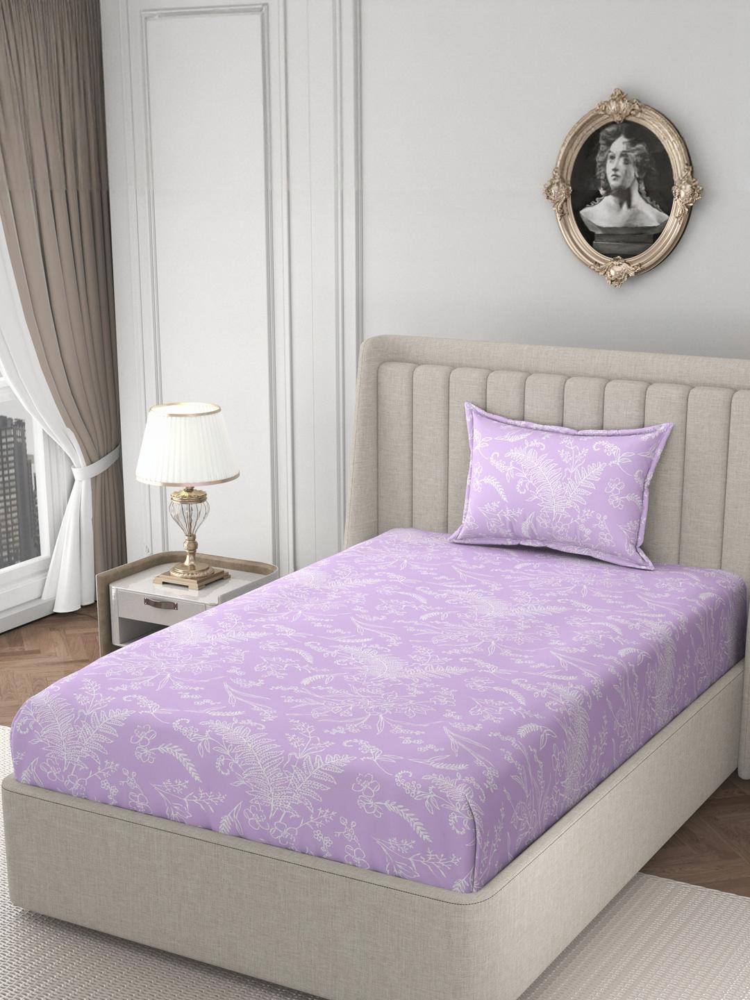 HIDECOR Super soft glace cotton printed Single Bed bedsheet with 1 pillow cover
