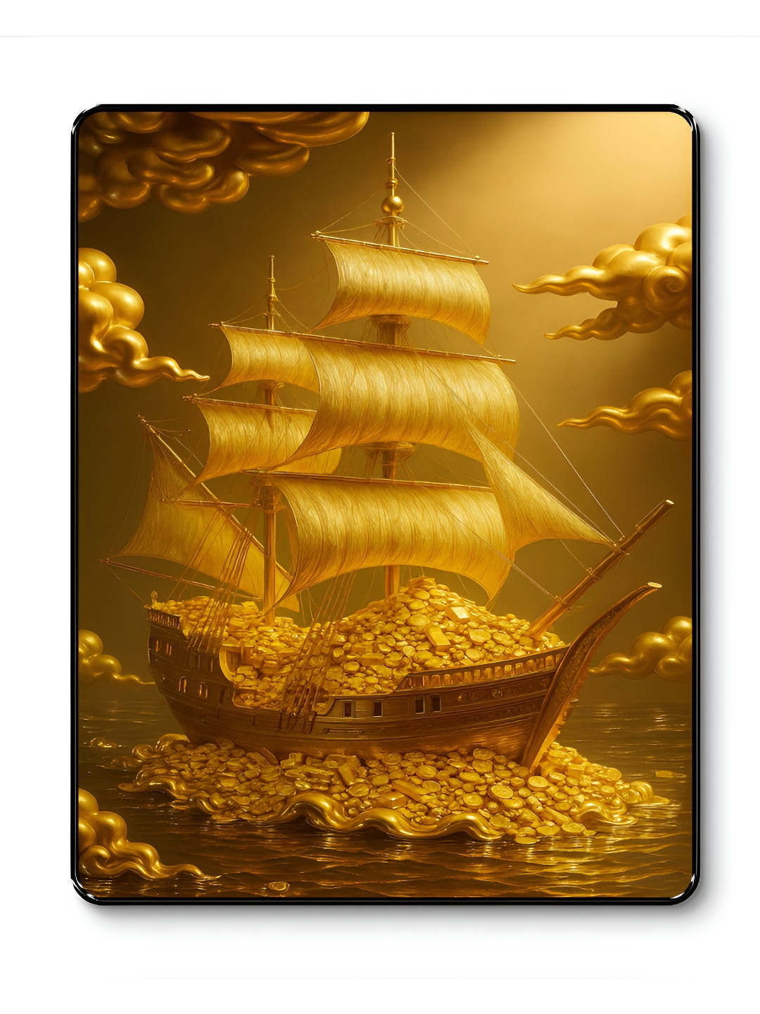 Myntra Elegant Homes Gold-Toned & Black Wealth Ship Money Wall Art