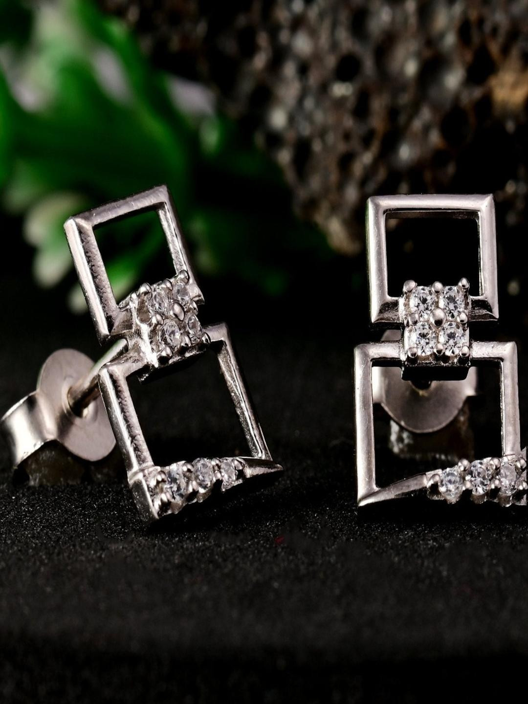 Vinayak Jewellers 925 Sterling Silver The Zirconia Stud Earrings