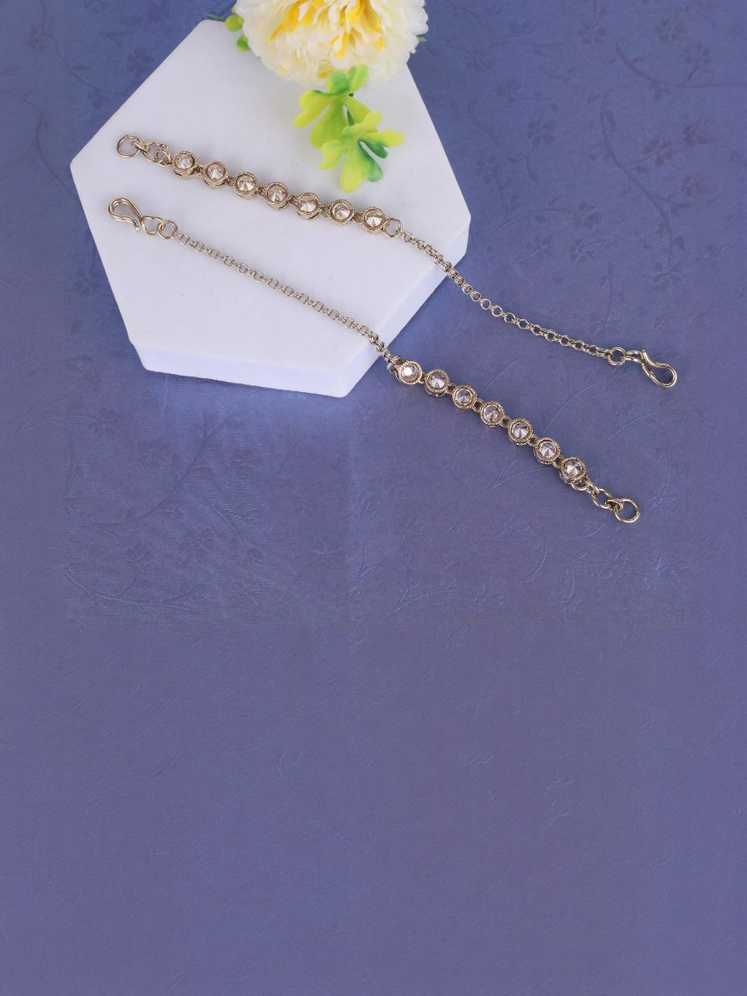 SALONI FASHION JEWELLERY Gold-Plated Brass Crystals Ear Cuff