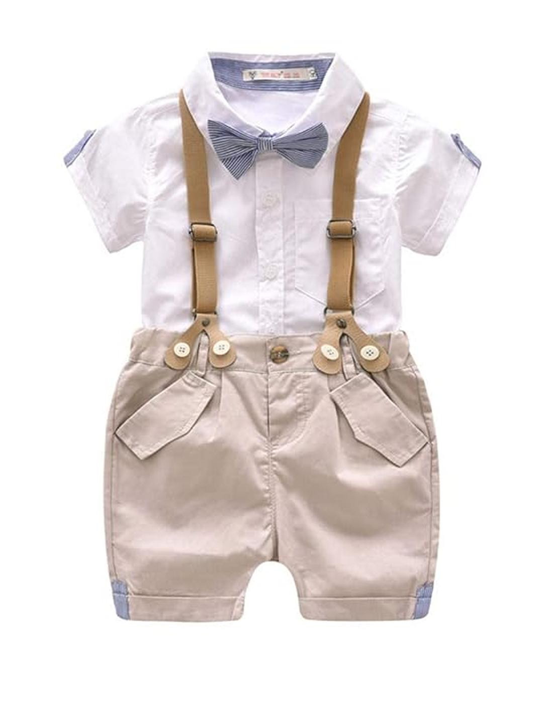 Cosmickolors Unisex Kids Shirt and Suspender Style Shorts Set