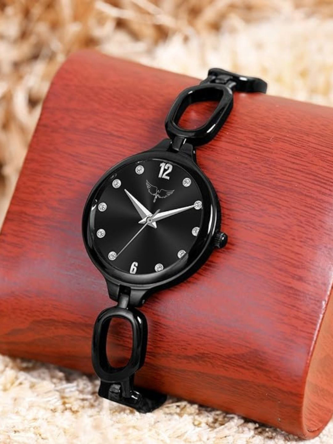 WHITE BIRD Women Brass Dial & Bracelet Style Straps Analogue Watch Timex Black