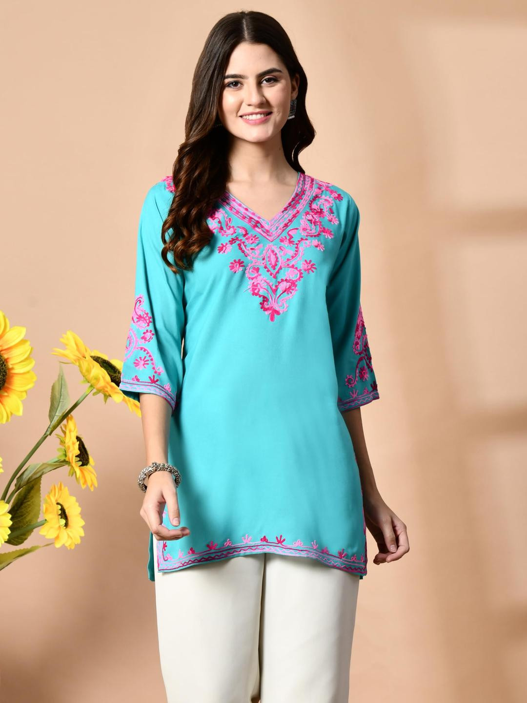 LIBOZA Women Green Cotton Kurtas