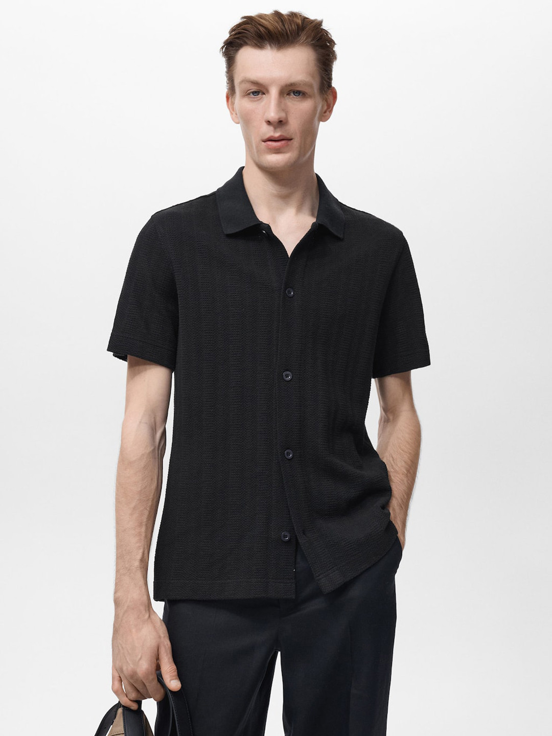 MANGO MAN Self-Design Short Sleeves Shirt