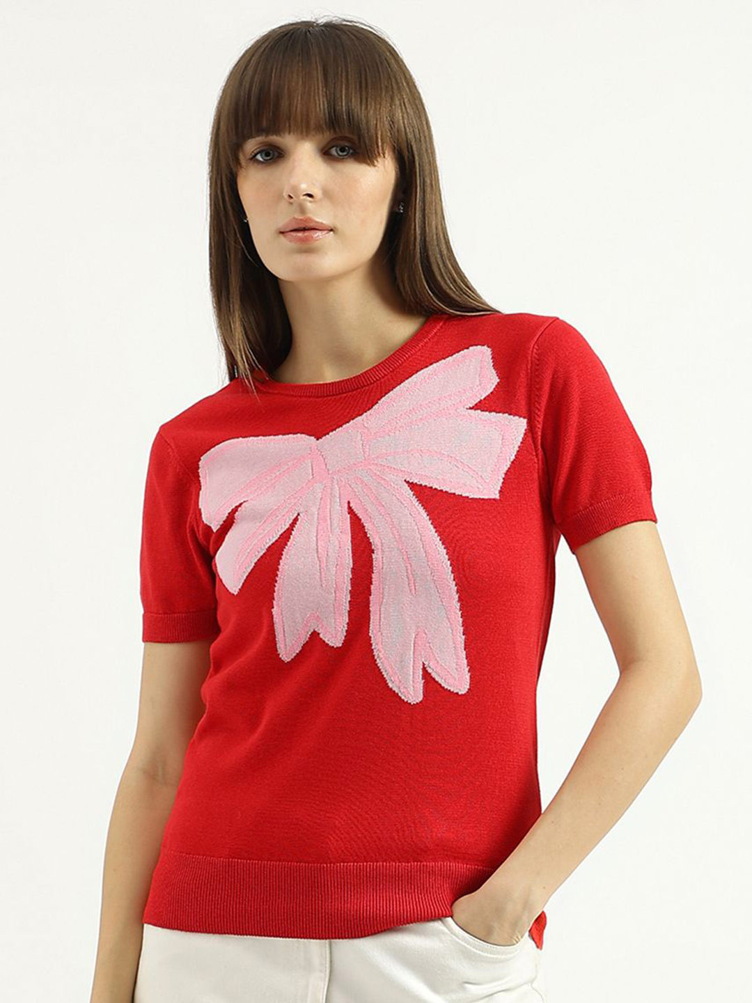 United Colors of Benetton Bow Motif Pure Cotton Top