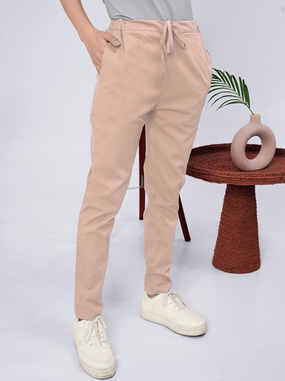 Larqi  Acru Women Comfort Low-Rise Easy Wash Cotton Cigarette Trousers