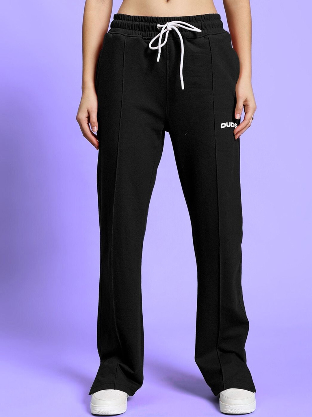 WEARDUDS Women Relaxed-Fit Mid-Rise Side Slit Track Pant