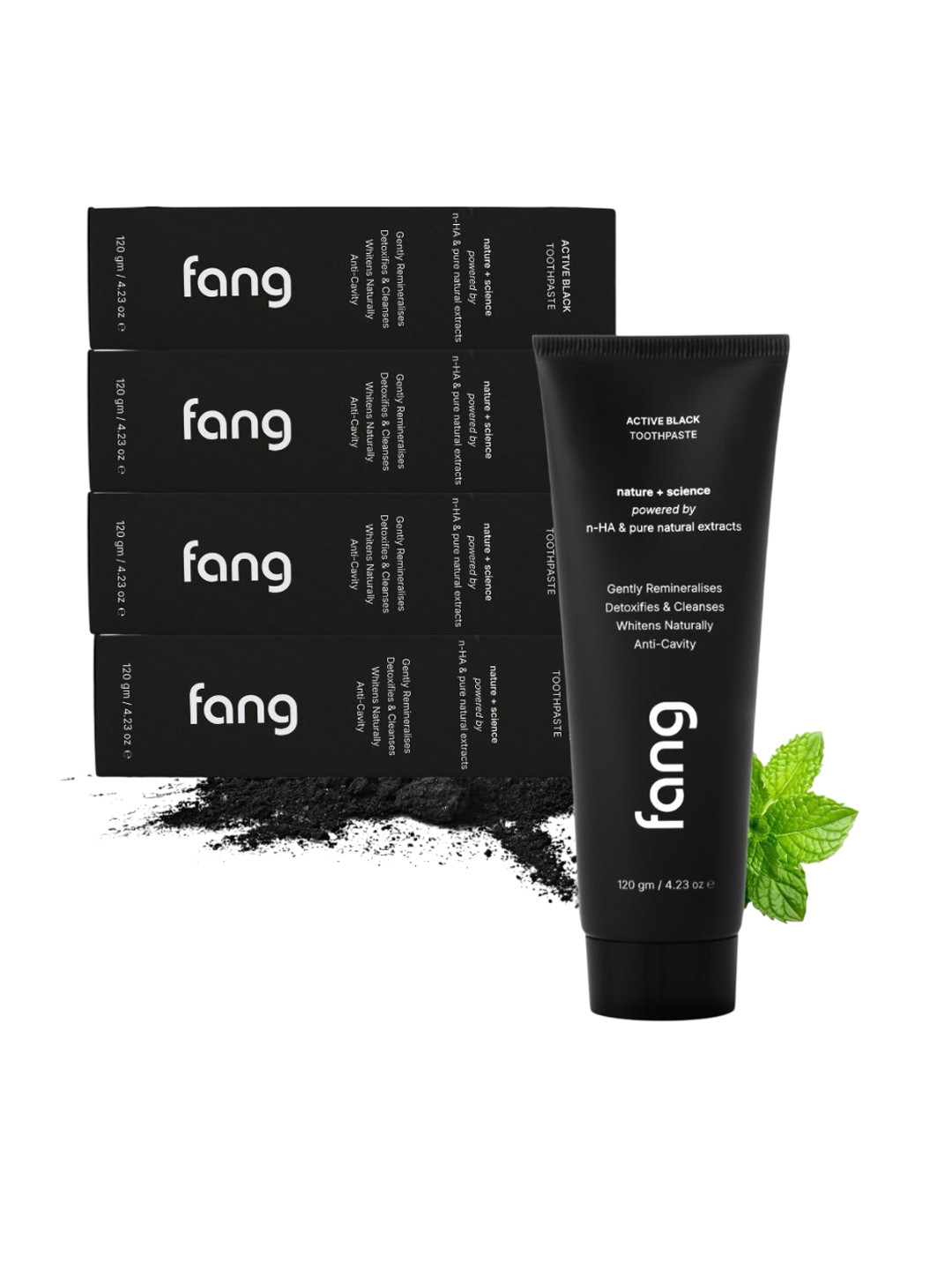 Fang Set Of 4 Active Black Toothpaste - 120 g Each