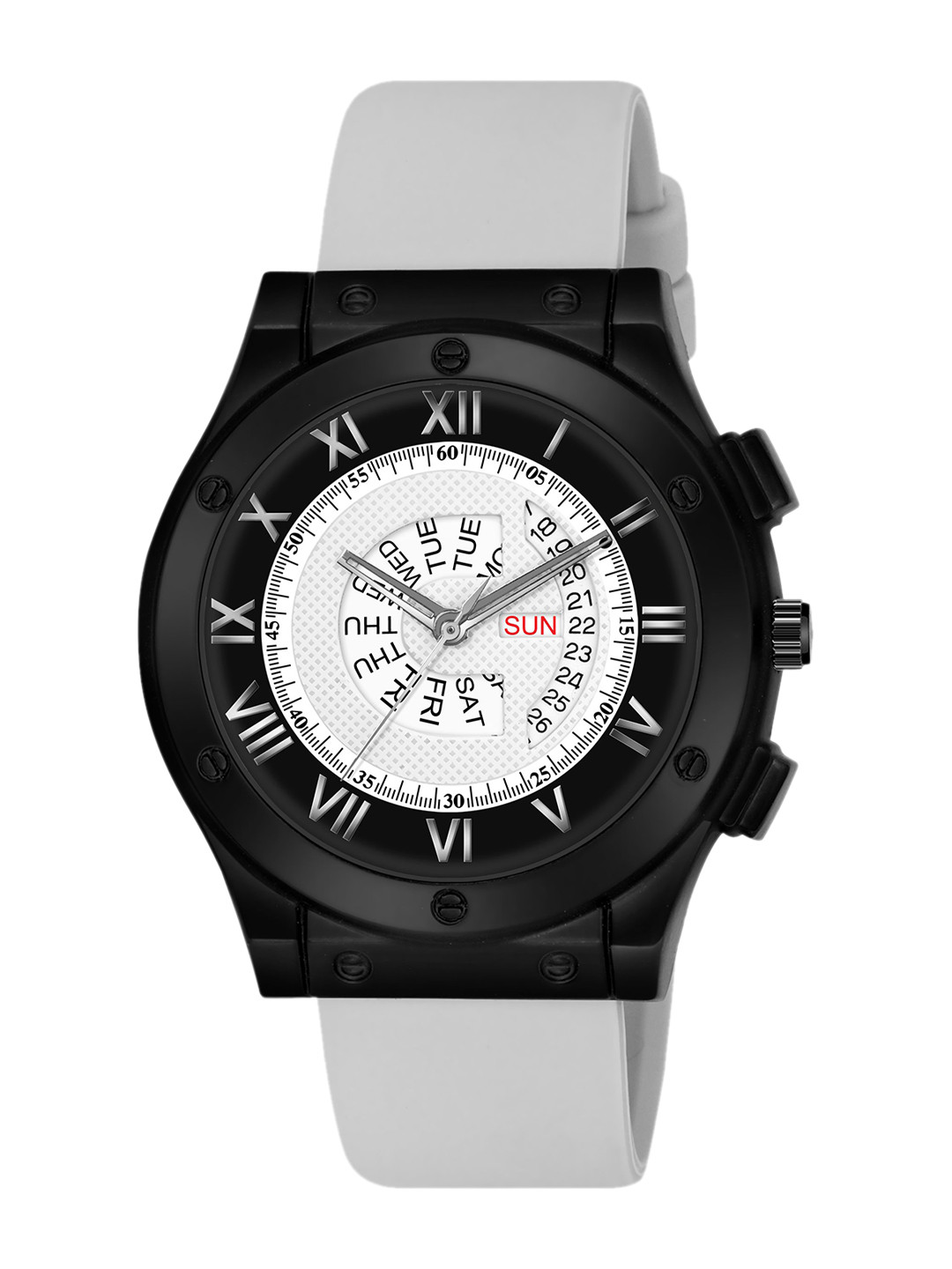 LORENZ Men Textured Day & Date Dial & Straps Analogue Watch MK-4092R