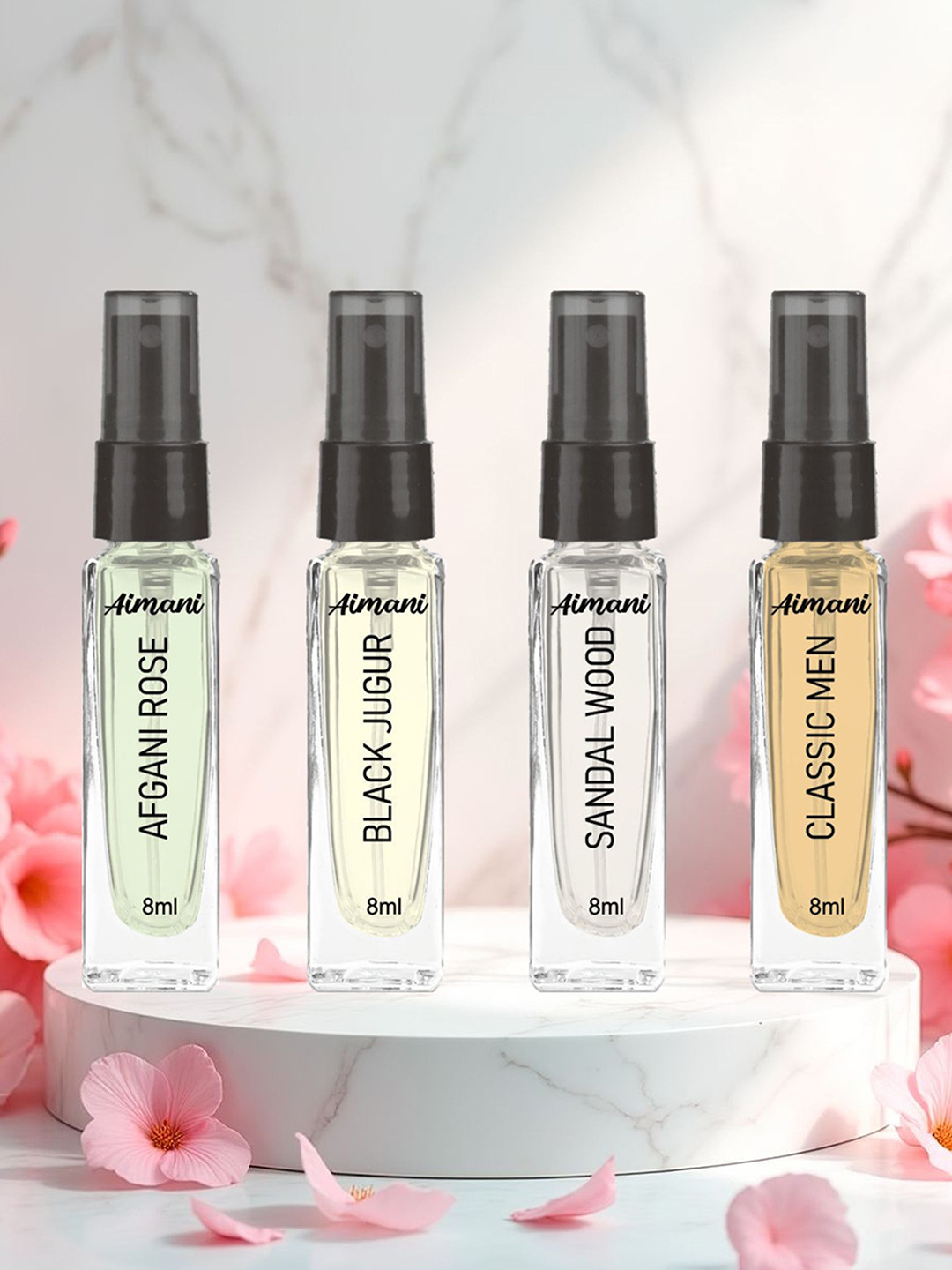 Aimani Set Of 4 Afganirose Black Jagur Sandalwood & Classic Men Perfume - 8 ml Each