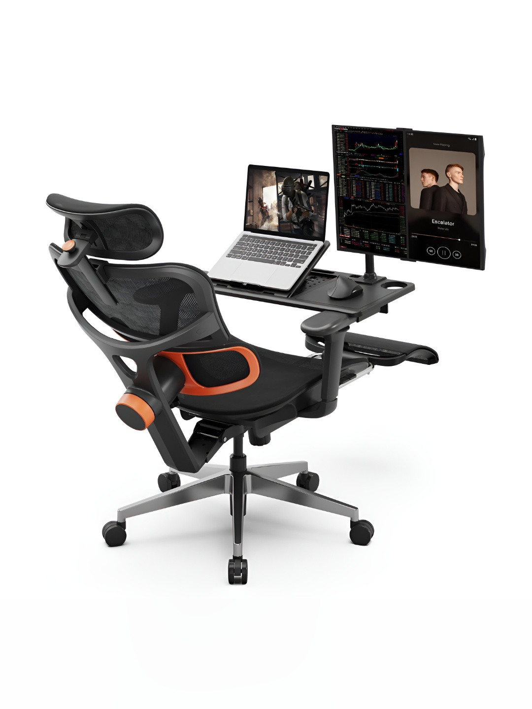 DROGO BlackTextured Study Folding Chair With Headrest & Footrest