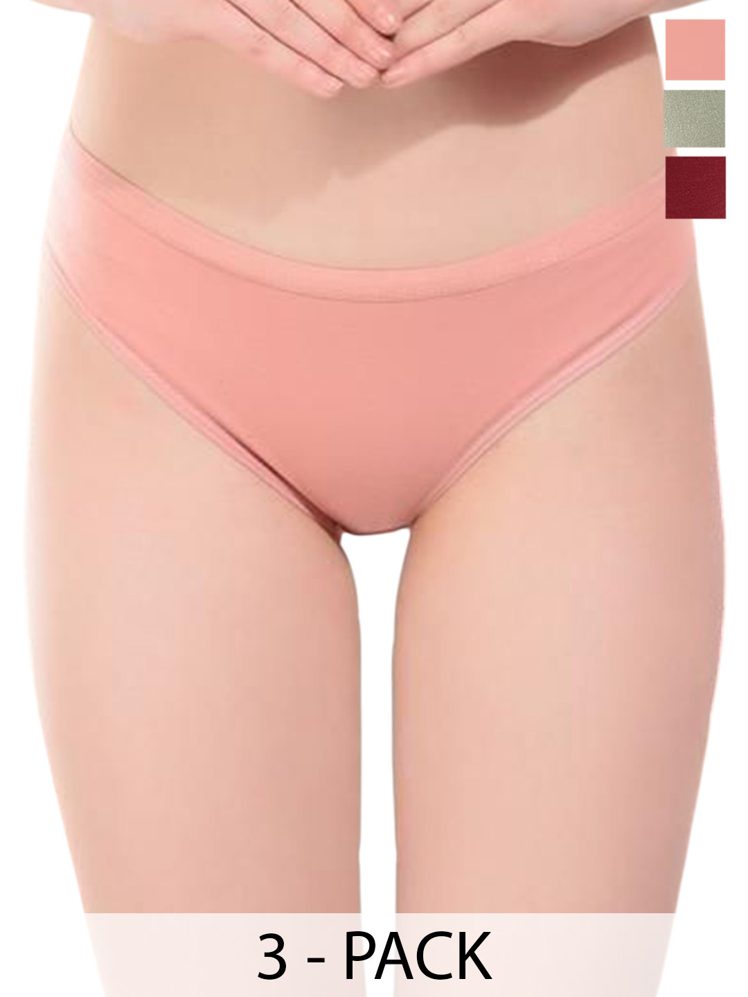 Moda Rapido Pack Of 3 Hipster Briefs MDRP-UG-KAMI-Mrn-Pch-SG-P3-S