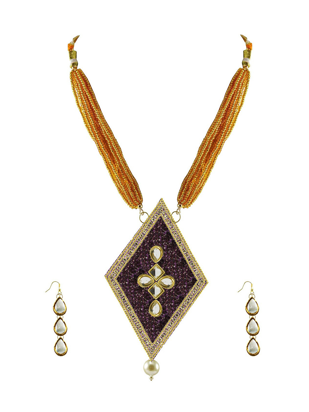 Vidhya Kangan Women Gold Artificial Stones & Bead Necklace & Earring