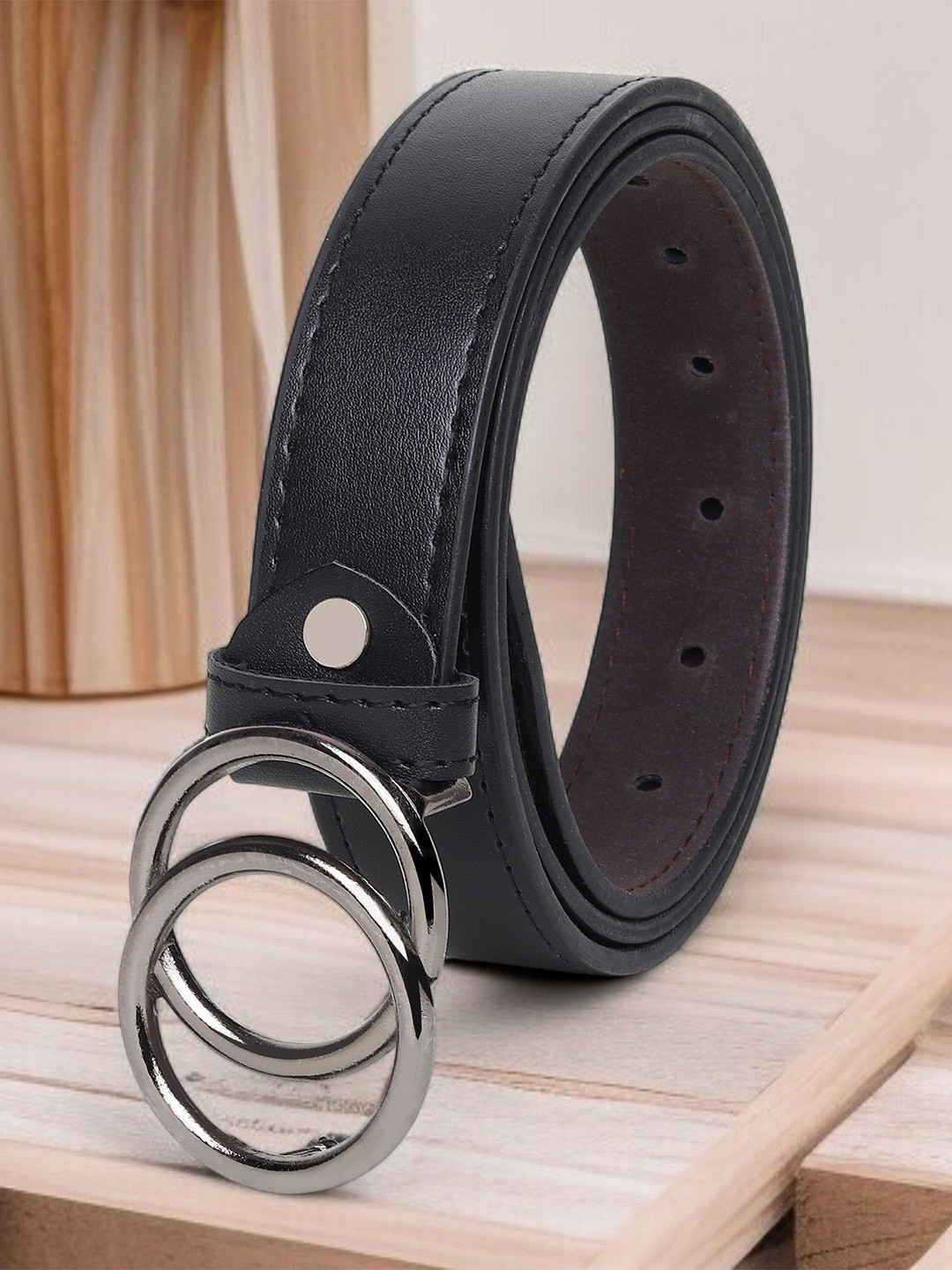 Provogue Women Textured Belt With Double ring buckle closure