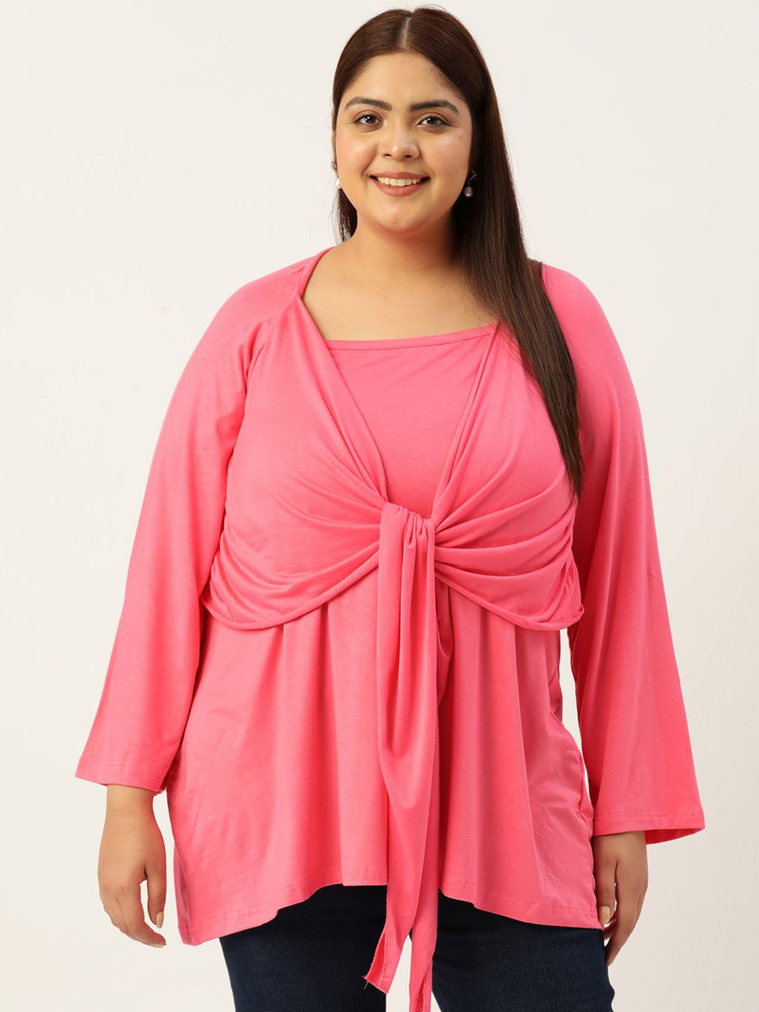 theRebelinme Women Solid A-Line Tie-Ups Square Neck Longline Top