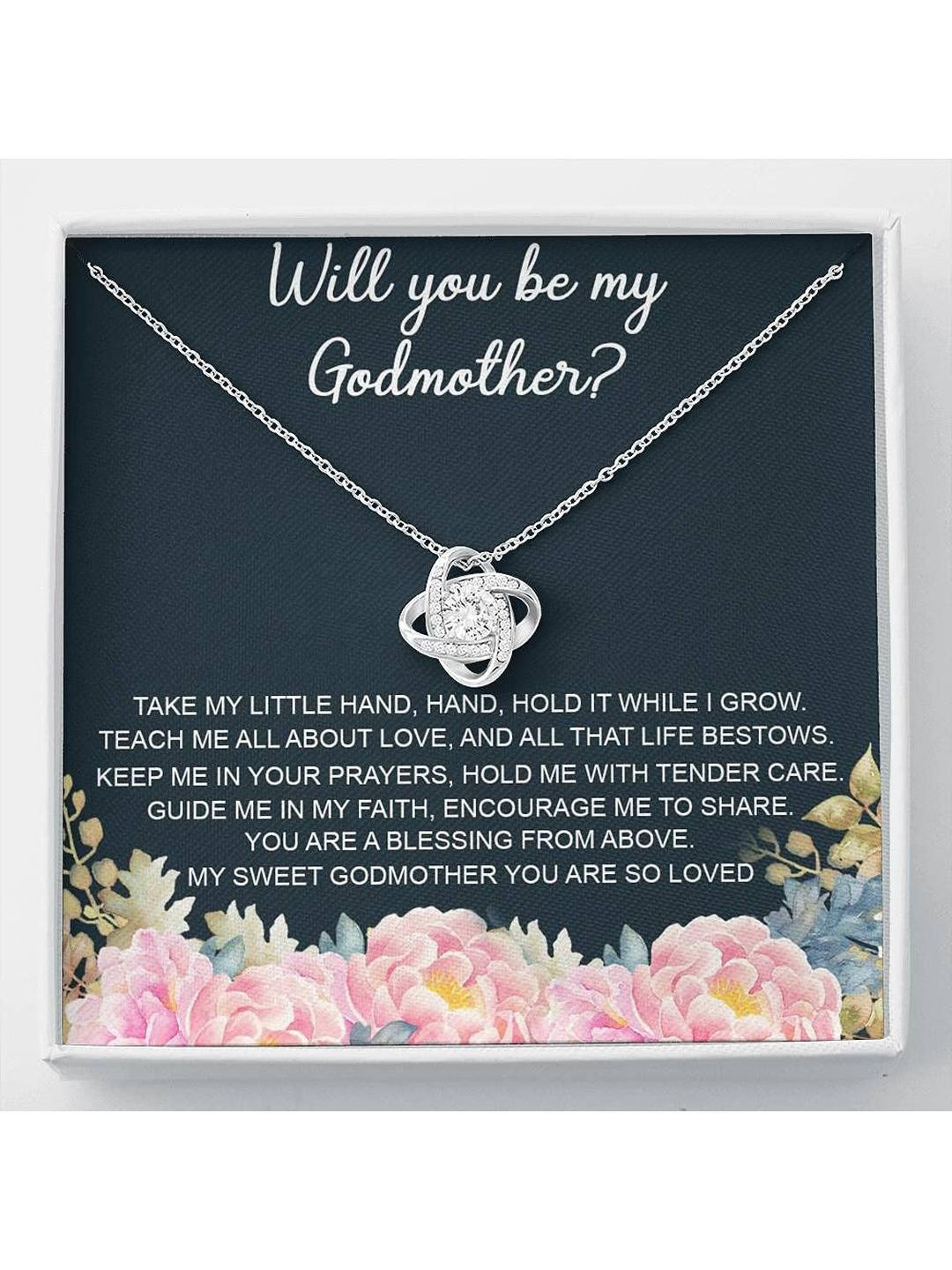 Sterling Silver Gift Godmother Necklace, Godmother proposal necklace gift, will you be my godmother, gift for godmother