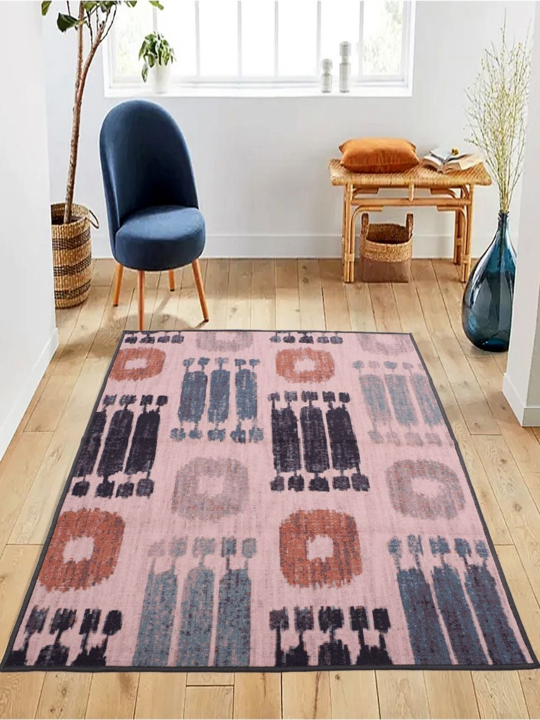 MODEFE Pink Abstract Anti-Skid Nylon Loop Pile Carpet